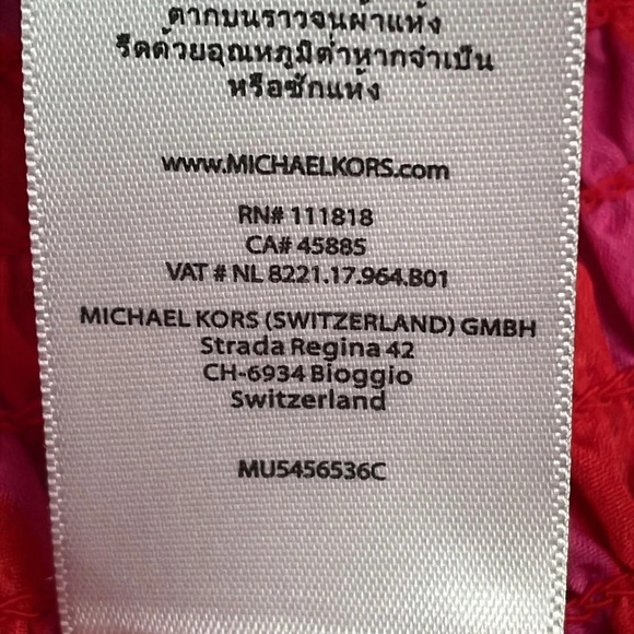 MICHAEL Michael Kors Pink and Red Short Sleeve Smocked Waist Blouse S - Picture 10 of 11